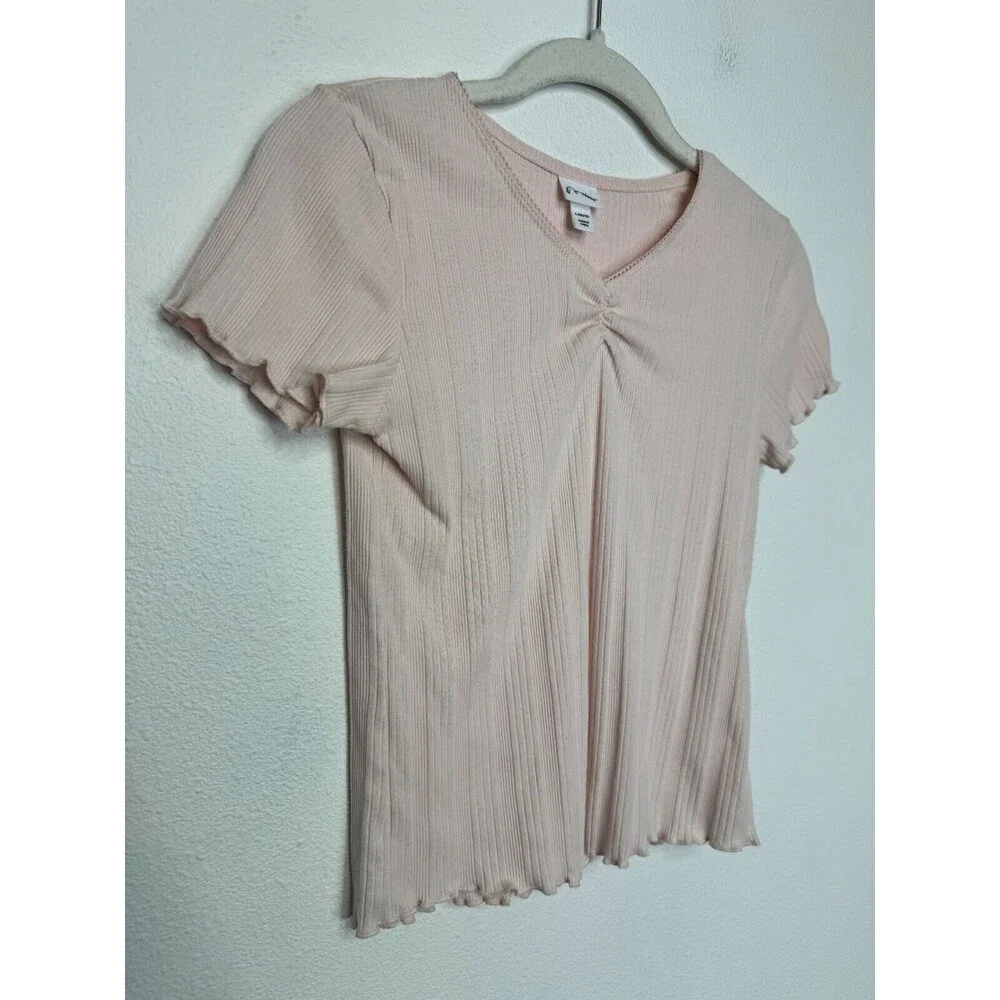 Art Class Ribbed Knit Tops 2 Pack Size L Black Pink Short Sleeve Cotton Blend